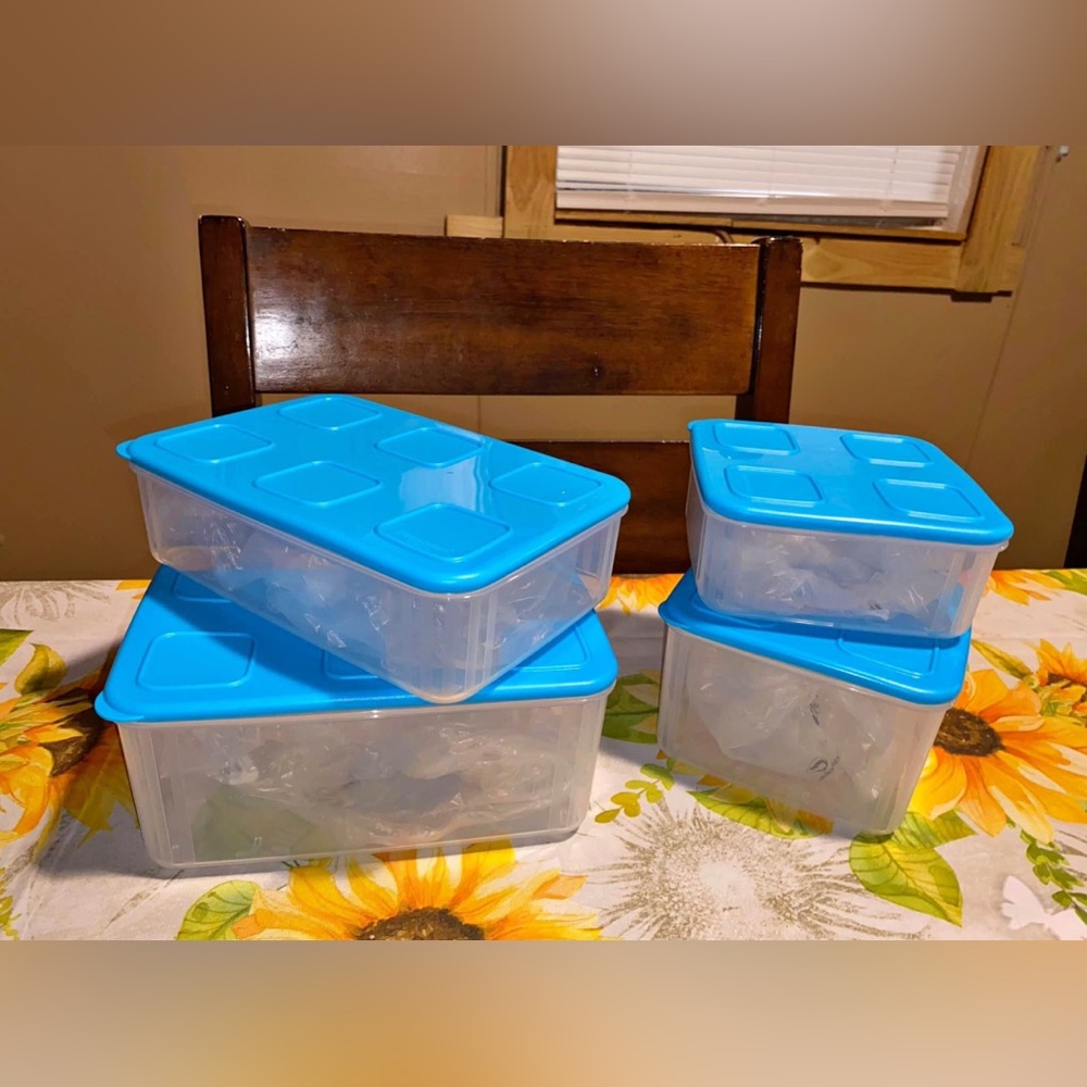 Tupperware Rectangular Clear Mates Set of (1)2.5L & (3)1.6L